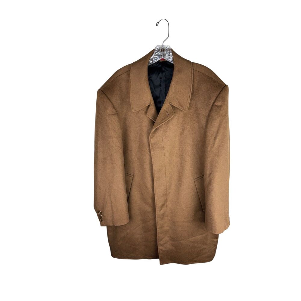 pronto moda cashmere lambswool‎ lana lux coat Camel Overcoat Jacket Classic 46R